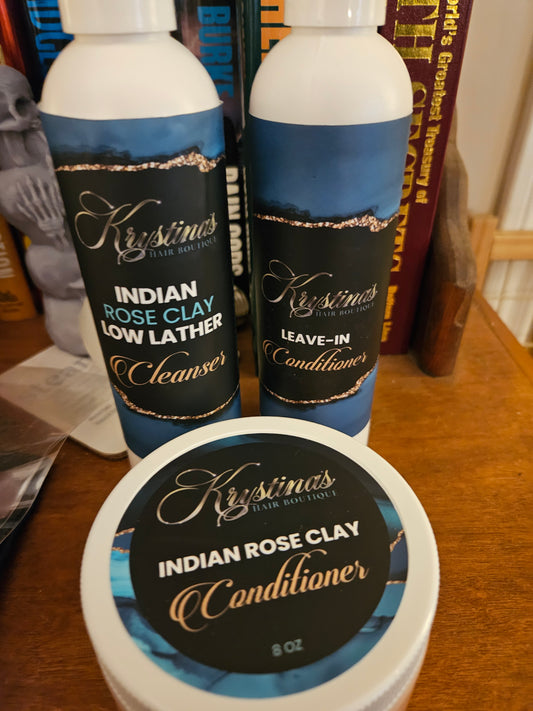 Indian Rose Clay cleanser, leave-in conditioner & deep conditioner set