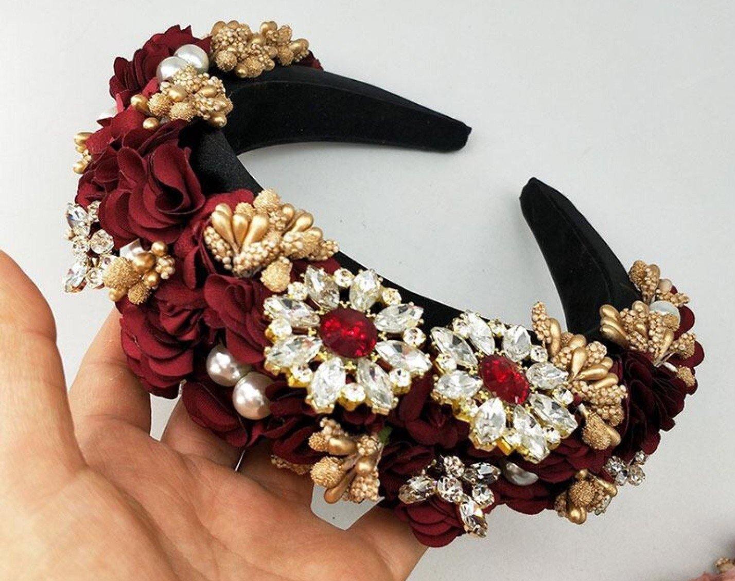Flower-Rhinestone headbands - Krystina's Hair Boutique 